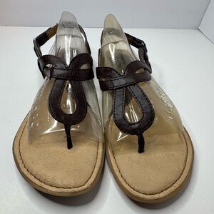 B.O.C Women’s Brown Vegan Leather T-Strap Sandals Women's Size 9